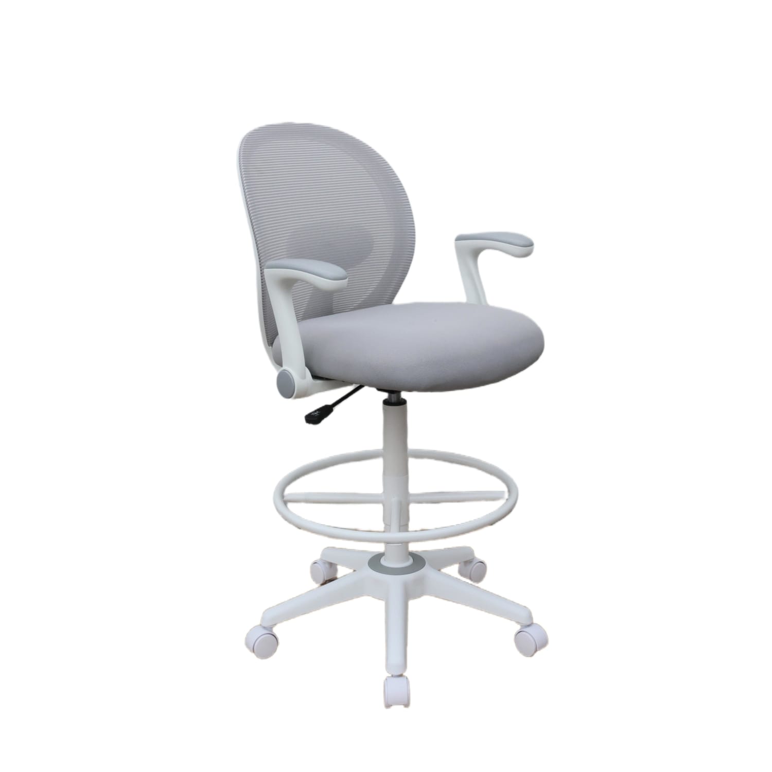 Boss Office Products Mesh Flip Arm Stool, Gray/White