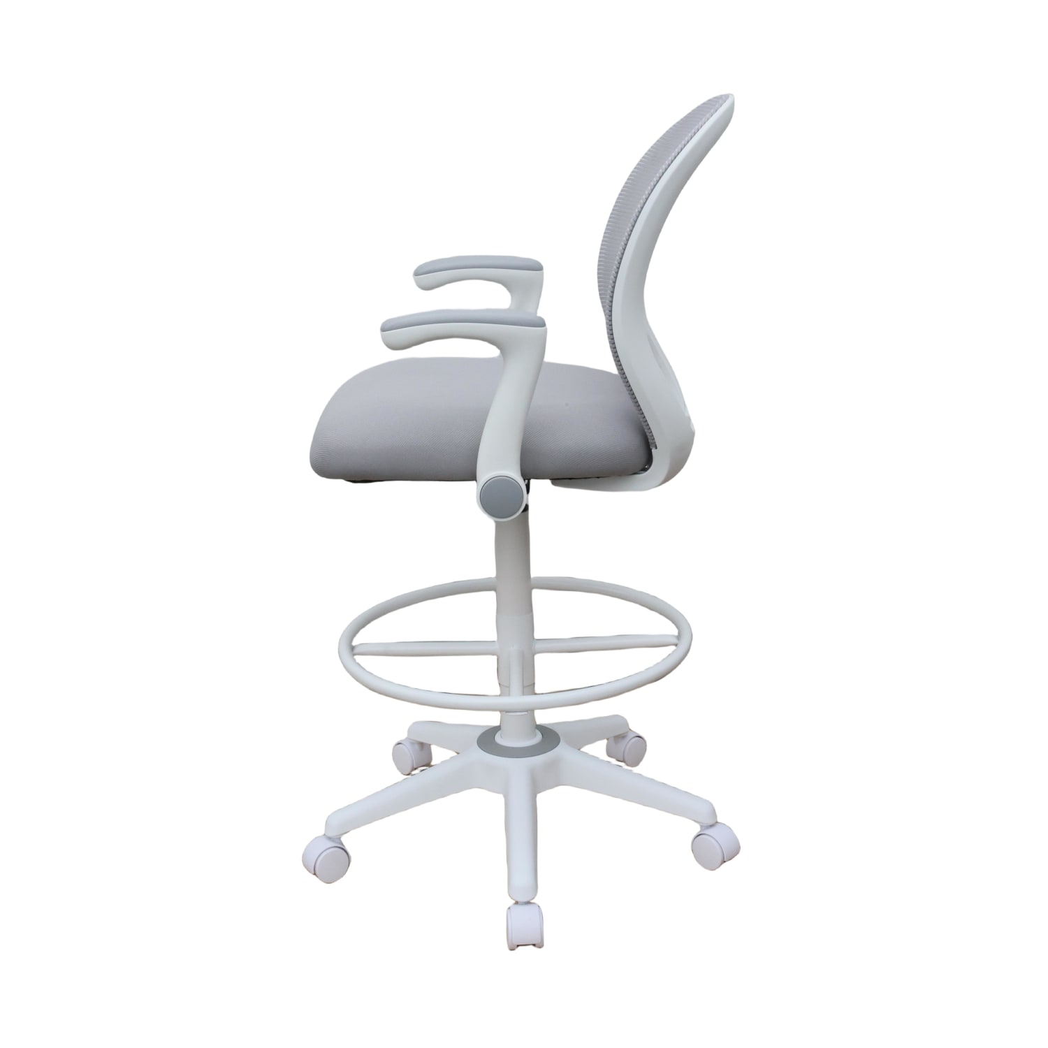 Boss Office Products Mesh Flip Arm Stool, Gray/White - Image 6