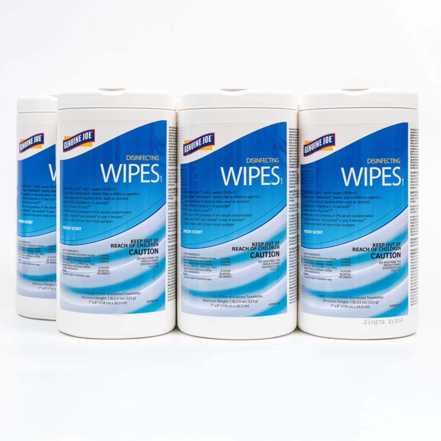Genuine Joe Disinfecting Wipes - Ready-To-Use - Fresh Citrus Scent - 8in Length x 7in Width - Pre-moistened, Strong, Absorbent - White - 75Tub - 6 / Carton - Image 5