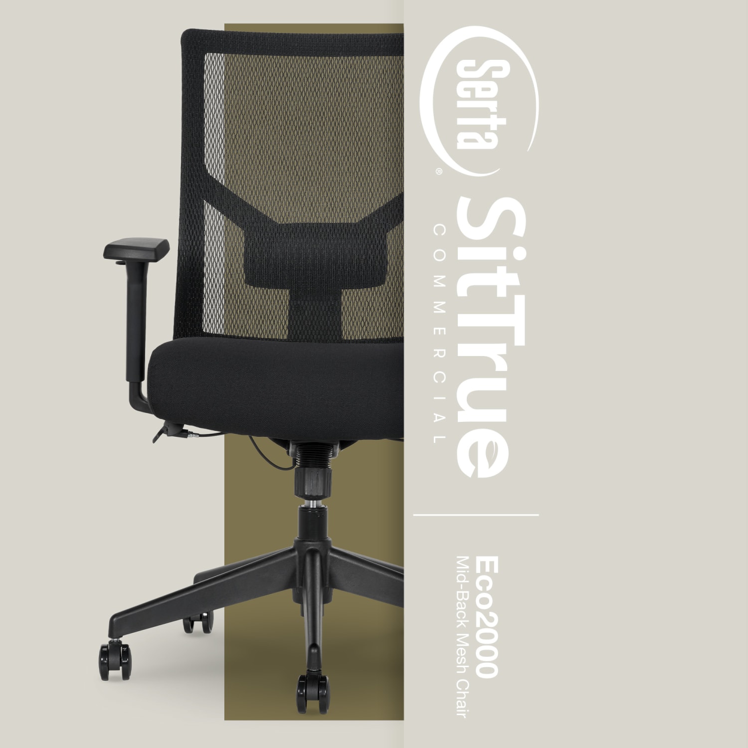 Serta Commercial Eco-2000 Ergonomic Mesh Mid-Back Task Chair, 43% Recycled, Black - Image 5
