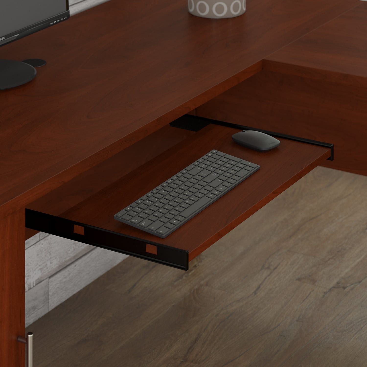 Bush Furniture Somerset L Shaped Desk With Hutch And Lateral File Cabinet, 60inW, Hansen Cherry, Standard Delivery - Image 5