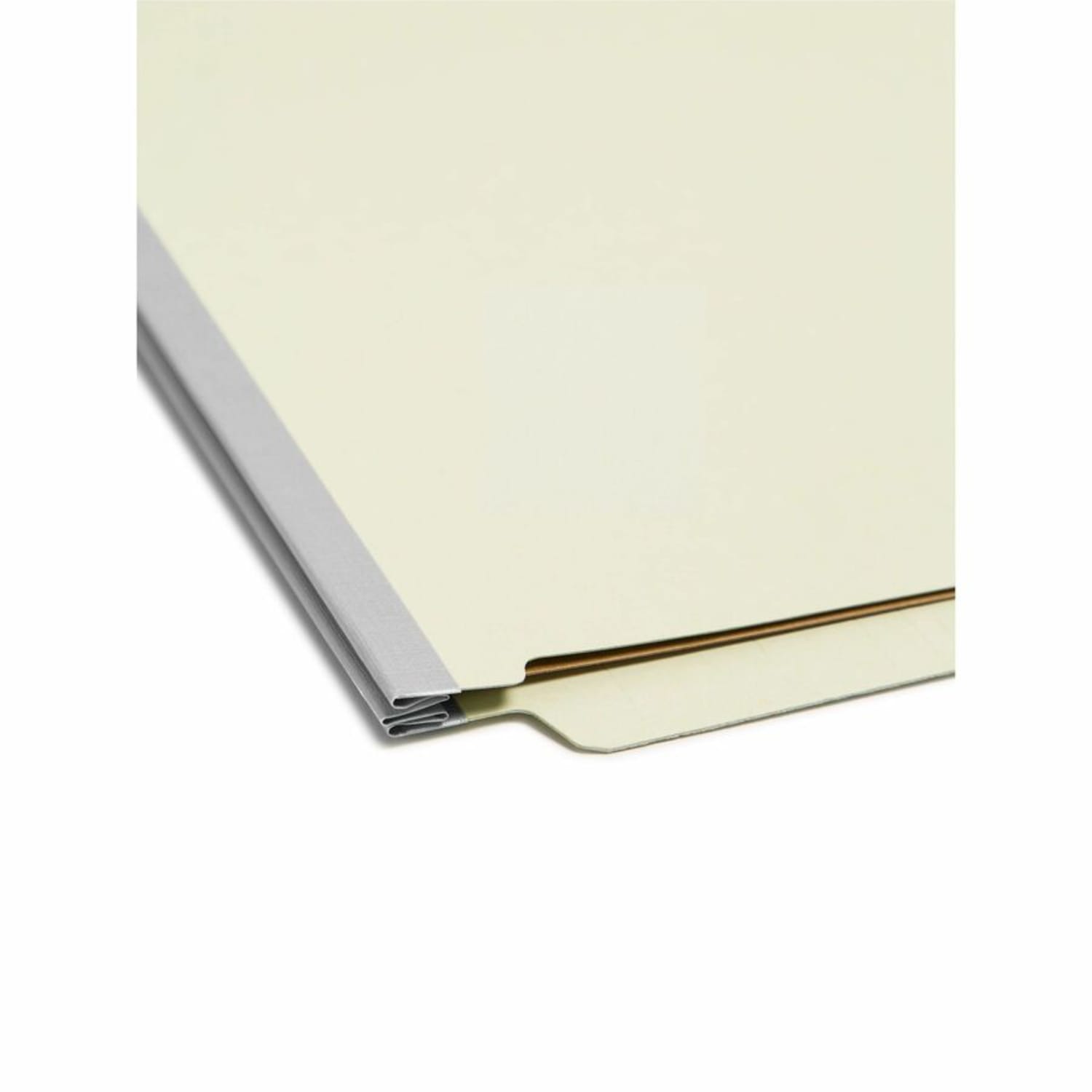 Smead Pressboard Classification Folders With SafeSHIELD Fasteners, End-Tab, 2 Divider, Letter Size, 60% Recycled, Gray/Green, Pack Of 10 - Image 4