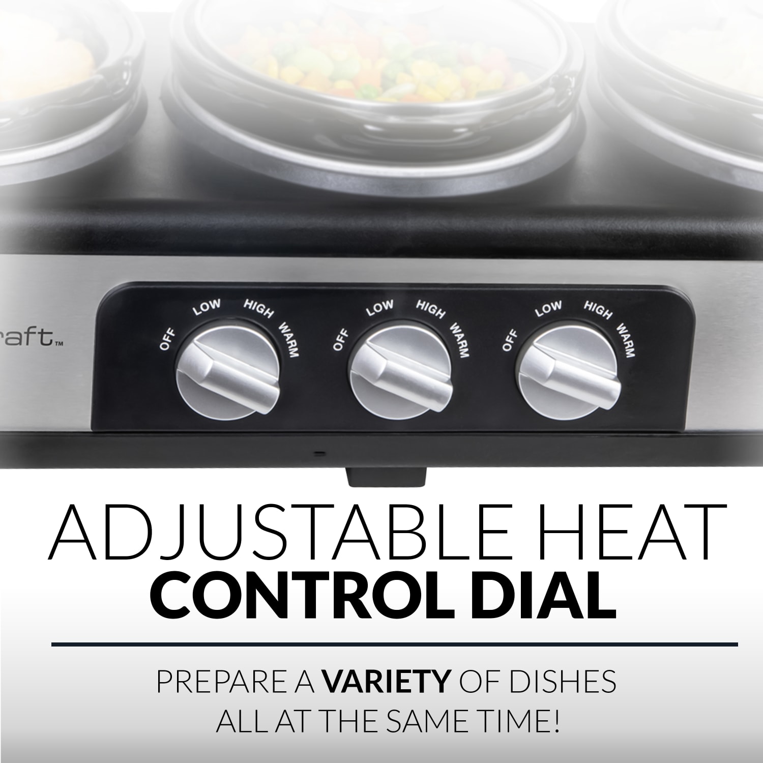 HomeCraft HCTSC15SS 3-Station 1.5-Quart Oval Slow Cooker Buffet, Silver - Image 5