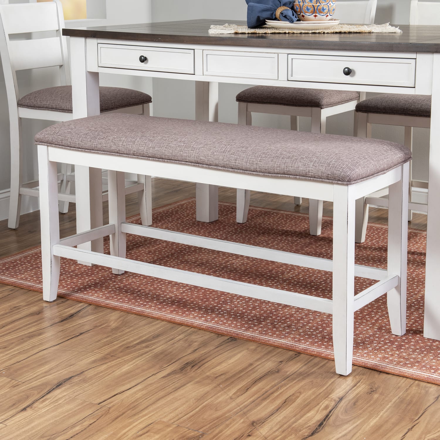 Powell Momsen 6-Piece Counter-Height Set, White/Gray - Image 4