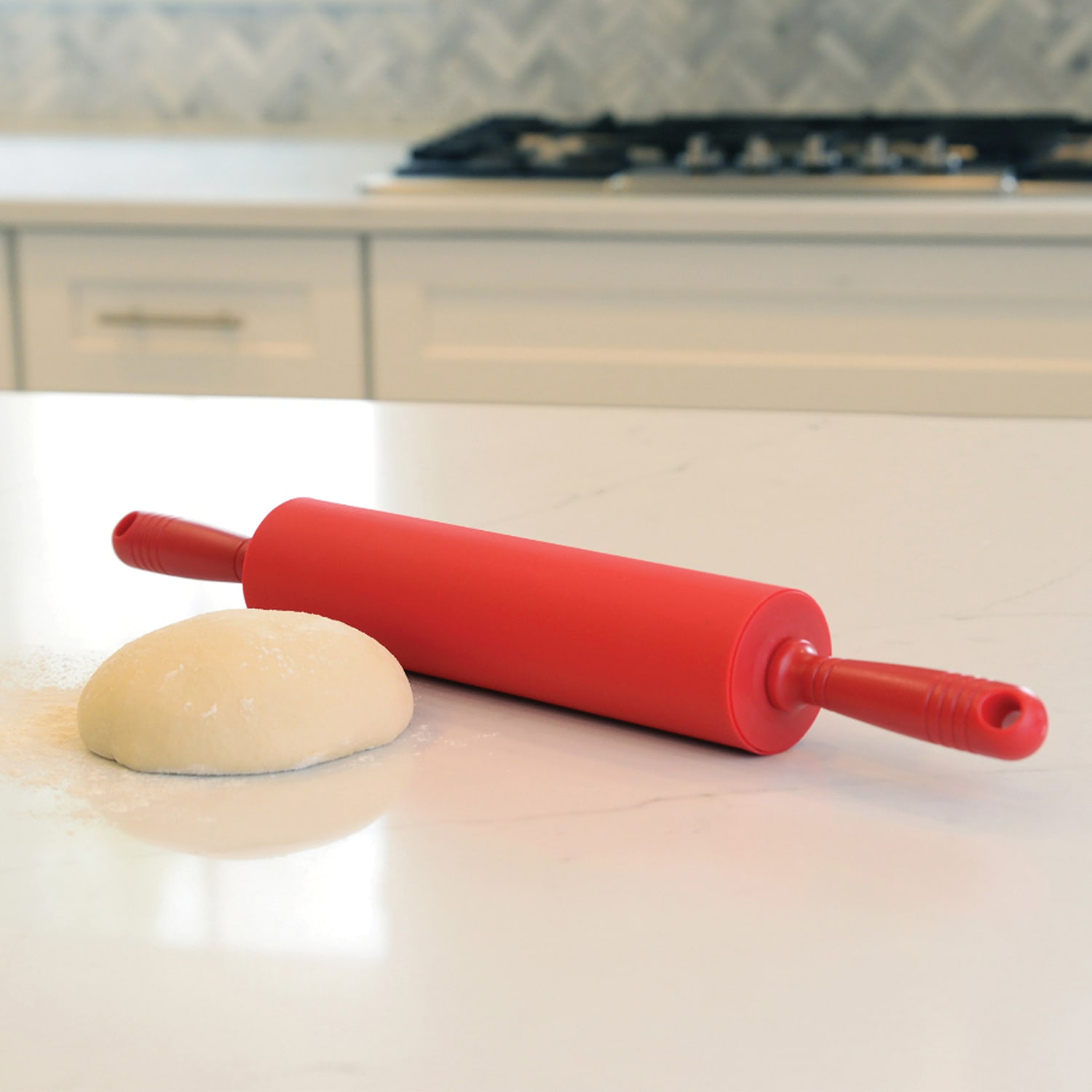 Better Houseware Silicone Rolling Pin, 11-1/4in x 2-1/2in x 20in, Red - Image 6