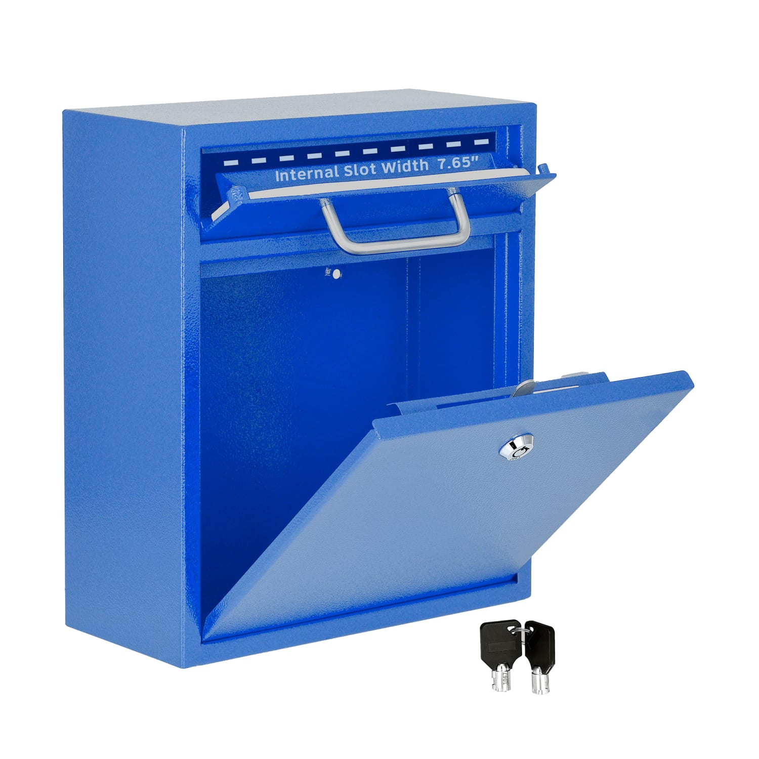 AdirOffice Medium Mail Wall-Mount Drop Box With High Security Key Locking System, 12inH x 10-7/16inW x 4-1/2inD, Blue - Image 4
