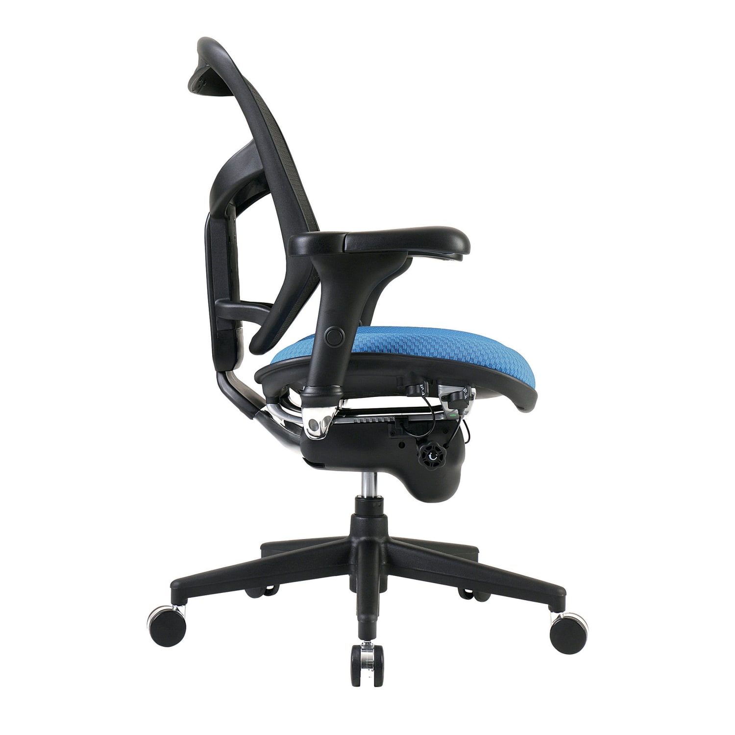 WorkPro Quantum 9000 Series Ergonomic Mesh/Premium Fabric Mid-Back Chair, Black/Sky, BIFMA Compliant - Image 5