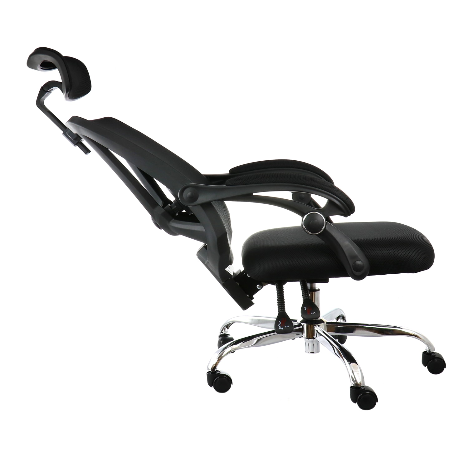 Elama Ergonomic Mesh Full-Back Adjustable Office Task Chair With Headrest, Black - Image 3