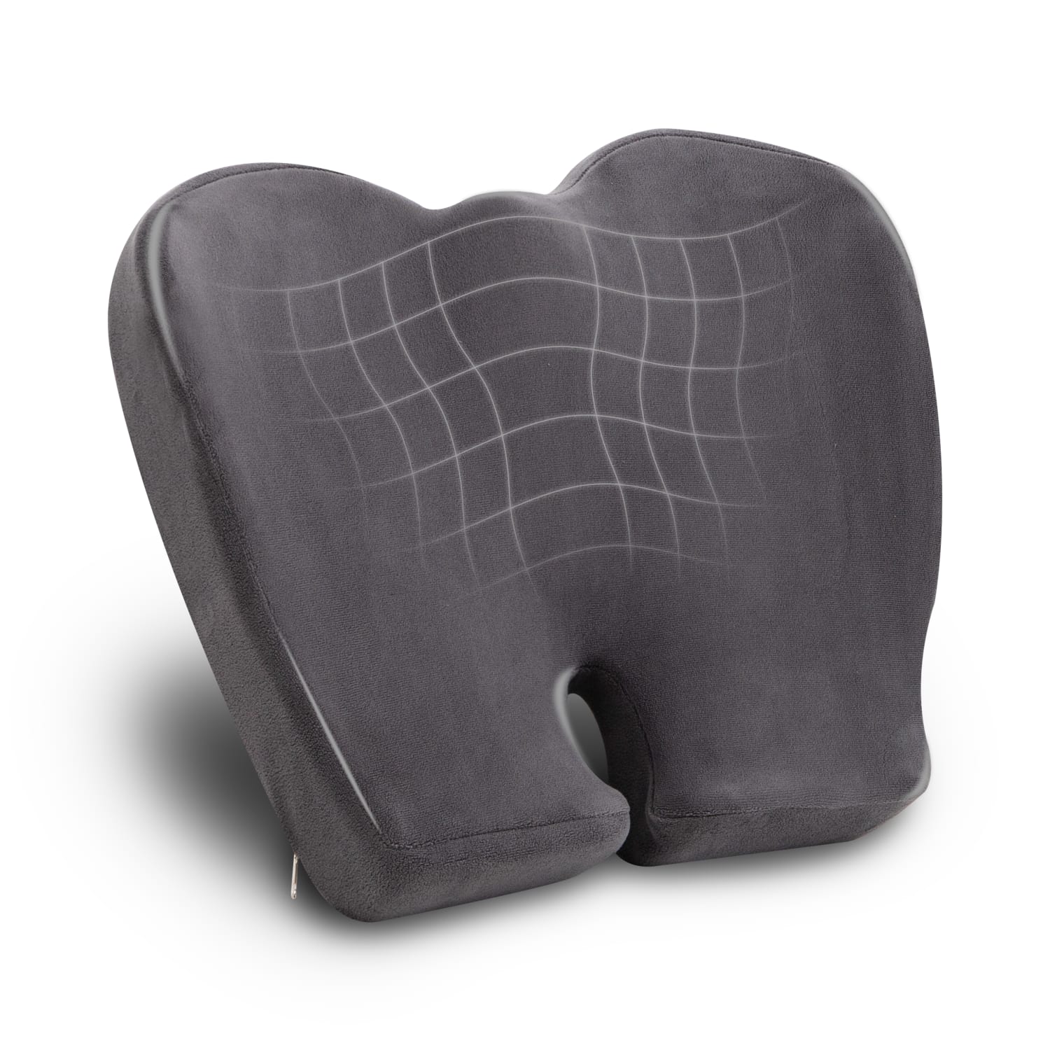 Mind Reader Ergonomic Pressure Relief Seat Cushion, Memory Foam, 4inH x 16-3/4inW x 18inL, Gray