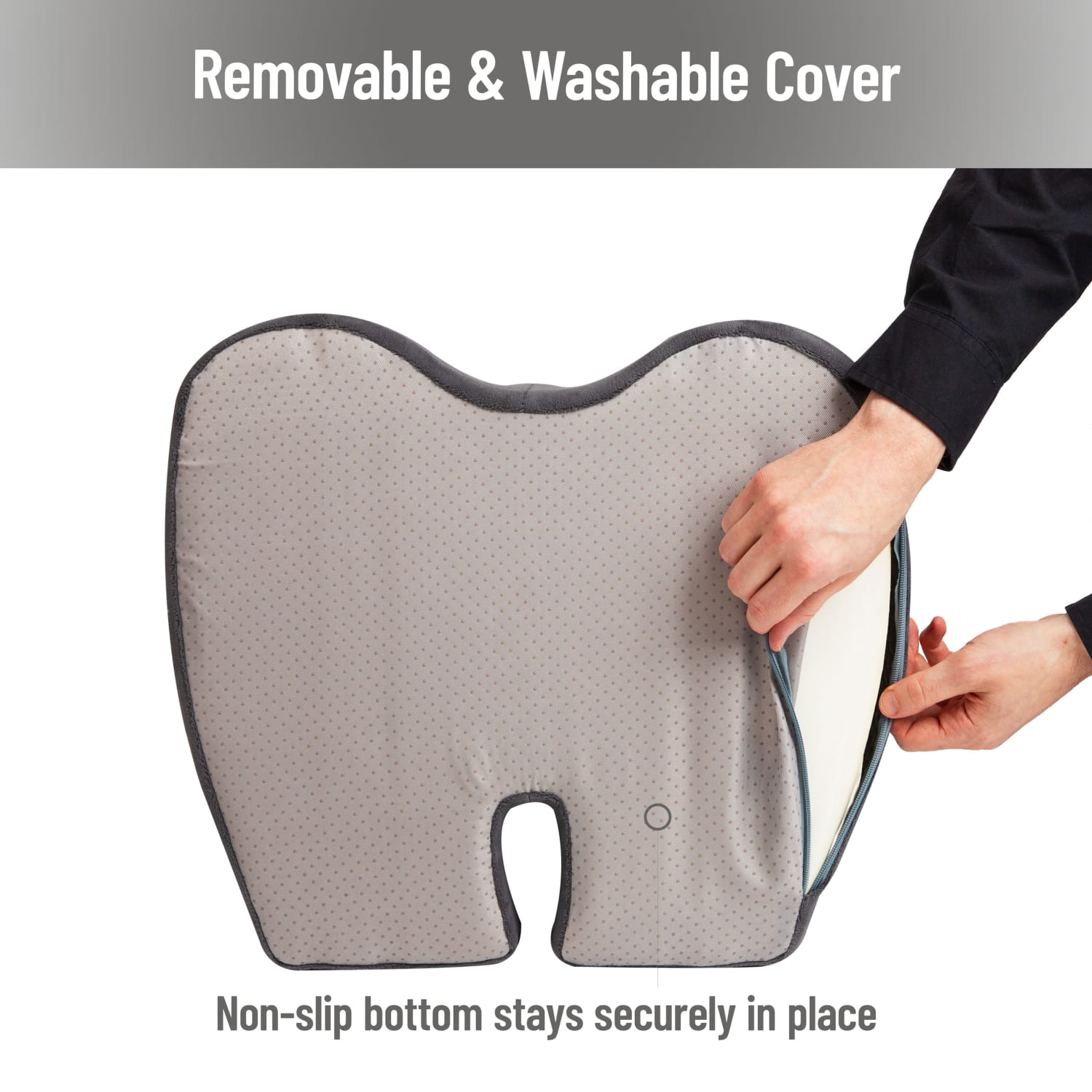 Mind Reader Ergonomic Pressure Relief Seat Cushion, Memory Foam, 4inH x 16-3/4inW x 18inL, Gray - Image 7