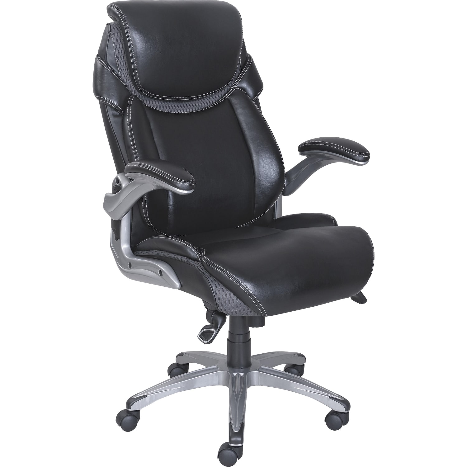 Lorell Wellness by Design Ergonomic Bonded Leather Executive Chair, With Dormeo Octaspring Technology, Black