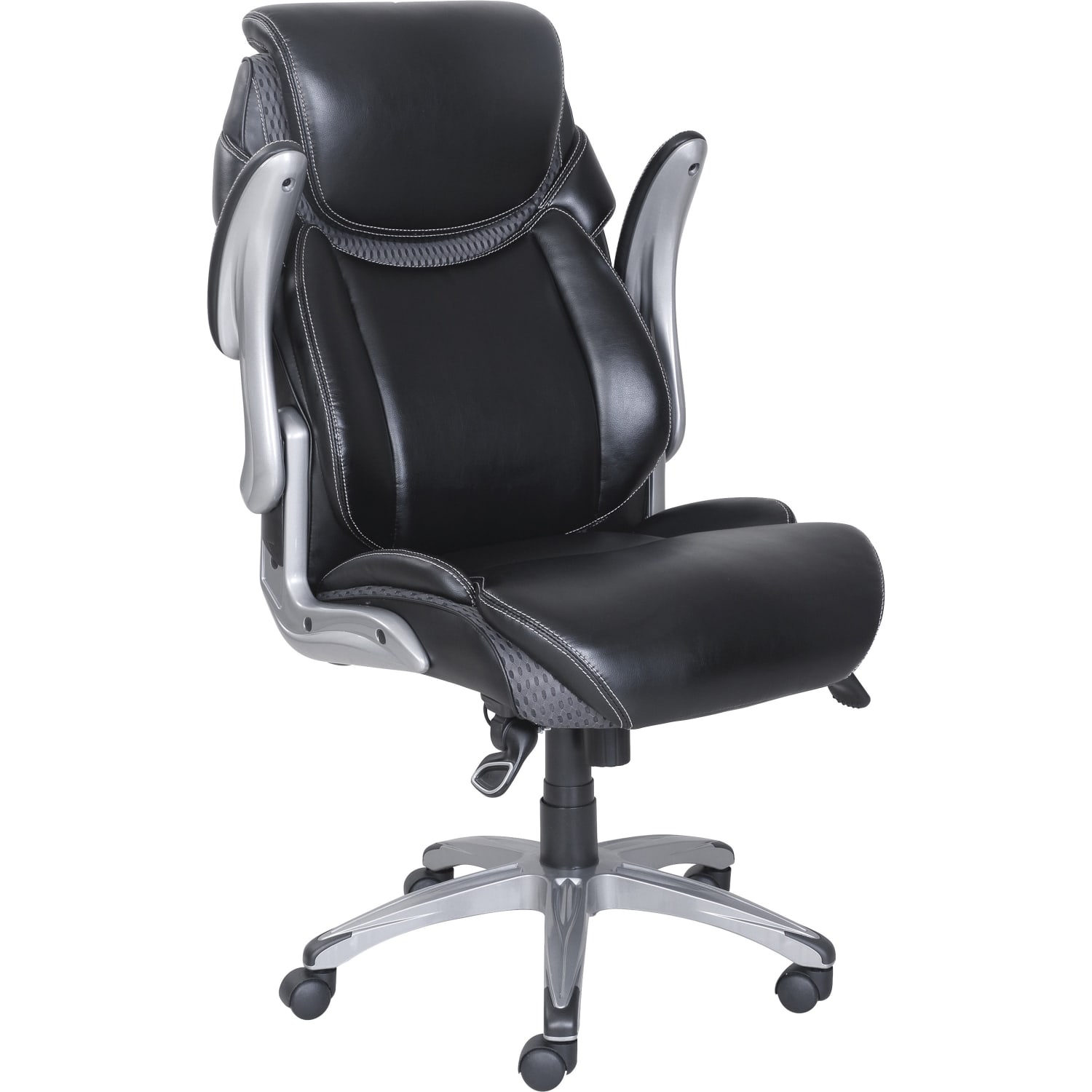 Lorell Wellness by Design Ergonomic Bonded Leather Executive Chair With Dormeo Octaspring Technology Black PopularChairscom