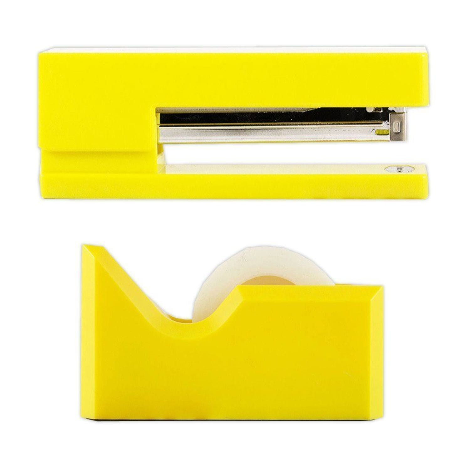 JAM Paper 2-Piece Office And Desk Set, 1 Stapler & 1 Tape Dispenser, Yellow - Image 3