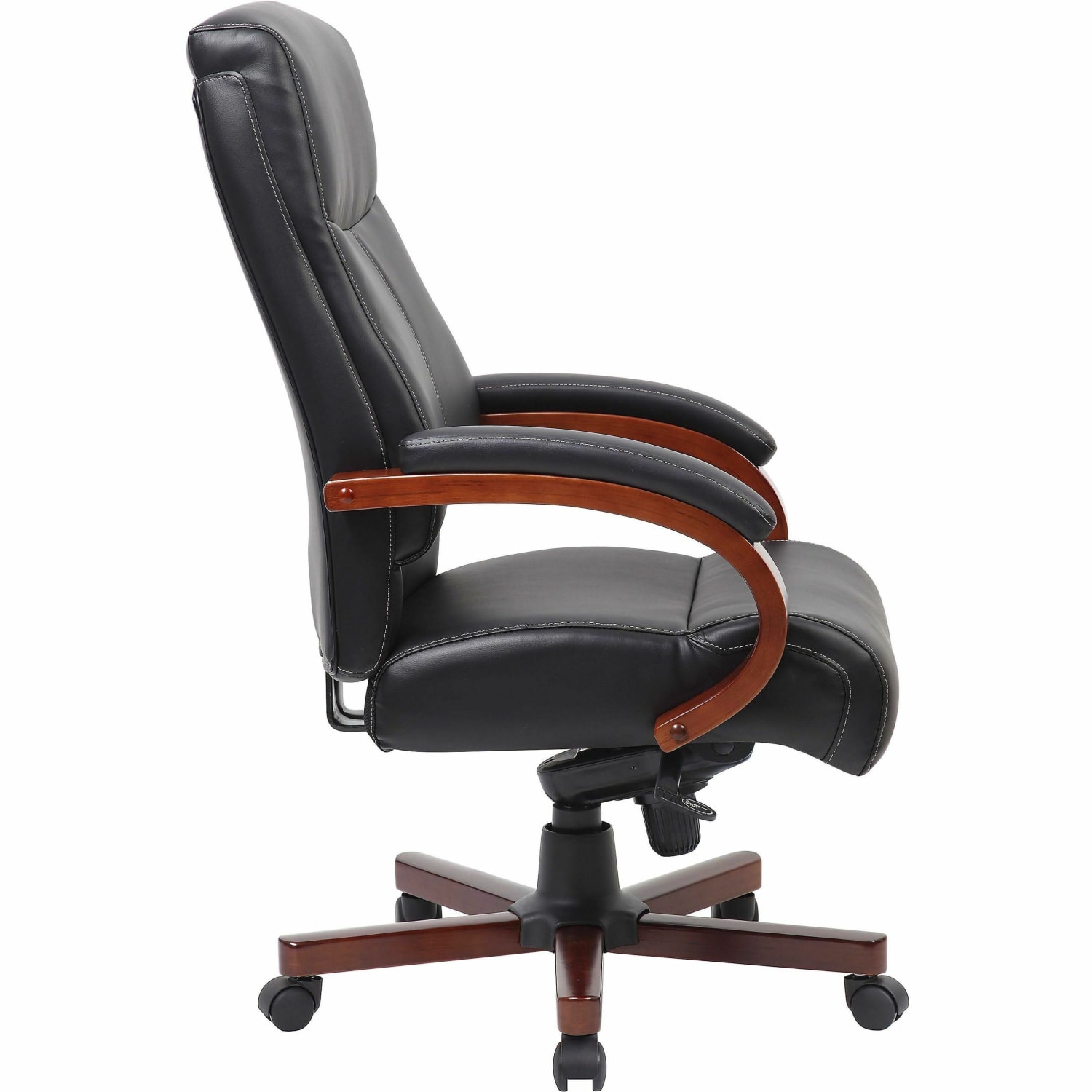 Lorell Executive Ergonomic Bonded LeatherWood Chair BlackCherry PopularChairscom