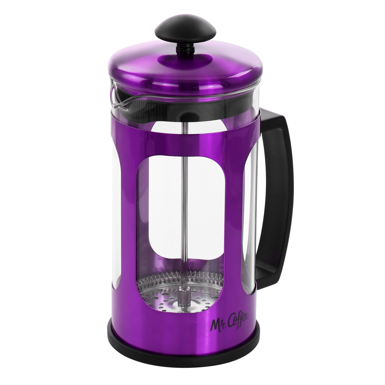 Mr. Coffee 30 Oz Glass And Stainless-Steel French Coffee Press, Metallic Purple - Image 6