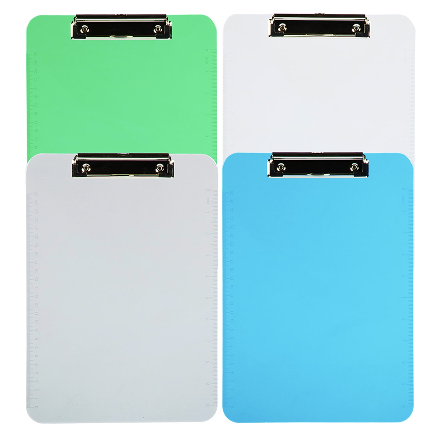 JAM Paper Letter-Size Clipboards With Low-Profile Metal Clips, 12-1/2in x 9in, Silver/Blue/Green, Pack Of 4 Clipboards - Image 3