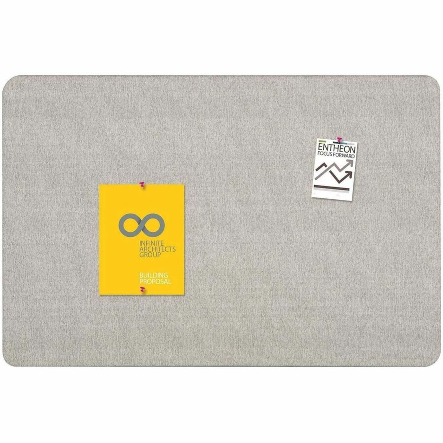 Quartet Oval Office Unframed Fabric Bulletin Board, 36in x 48in, Gray - Image 3