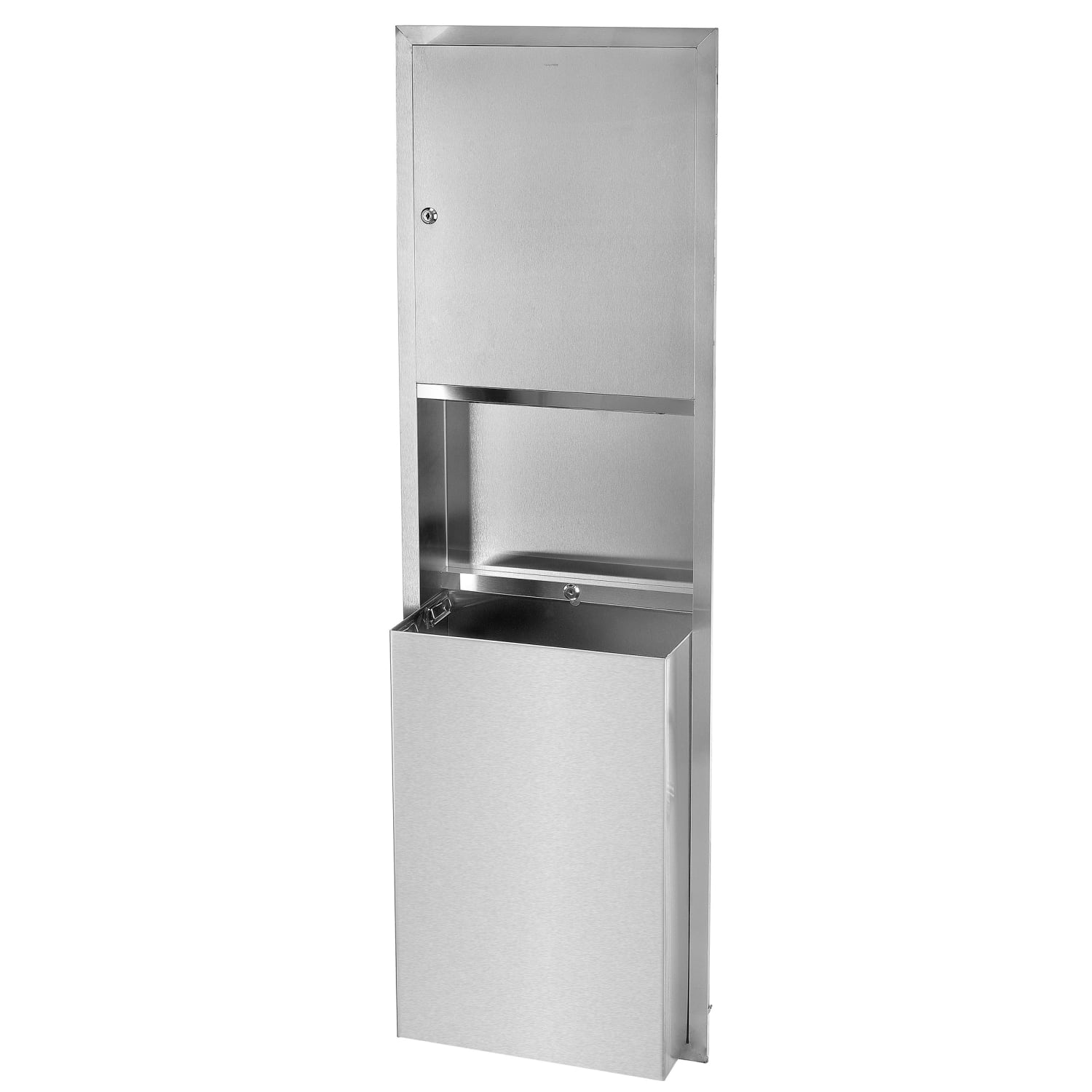Alpine Stainless-Steel Recessed Paper Towel Dispenser/Waste Receptacle, 12 Gallon, 56inH x 17inW x 4inD, Silver - Image 3