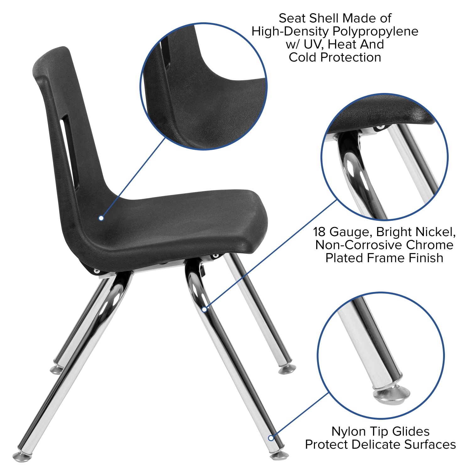 Flash Furniture Advantage Student Stacking School Chair, Black/Silver, ADVSSC14BLK - Image 4