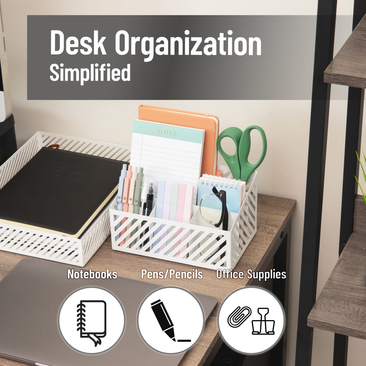 Mind Reader 5-Compartment Desktop Organizer And Mail Sorter, 4-3/4inH x 5-5/16inW x 8-1/2inD, White, Total Qty 1 - Image 3