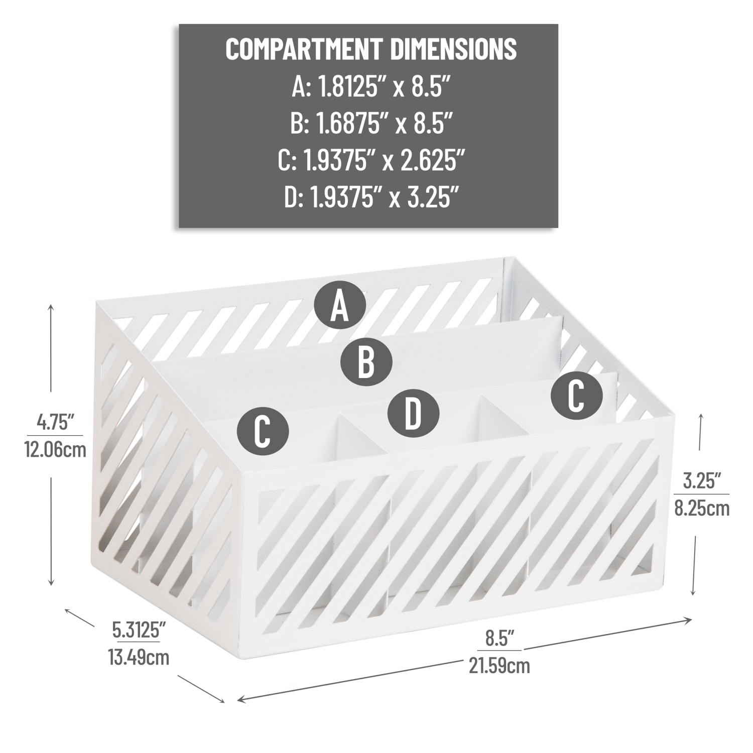 Mind Reader 5-Compartment Desktop Organizer And Mail Sorter, 4-3/4inH x 5-5/16inW x 8-1/2inD, White, Total Qty 1 - Image 4