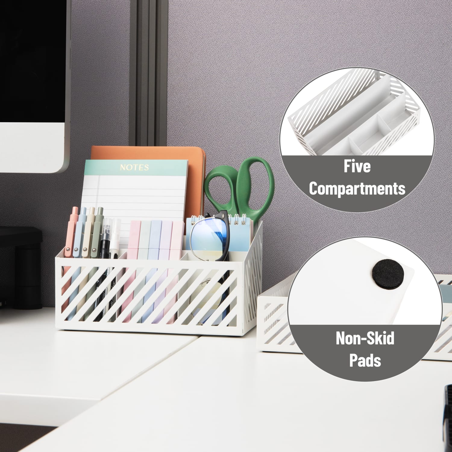 Mind Reader 5-Compartment Desktop Organizer And Mail Sorter, 4-3/4inH x 5-5/16inW x 8-1/2inD, White, Total Qty 1 - Image 5