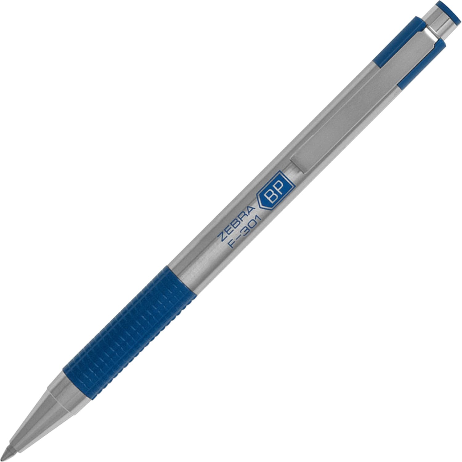 Zebra Pen BCA F-301 Ballpoint Pens, Fine Point, Stainless Steel Barrel, Blue Ink, Pack Of 2 - Image 4