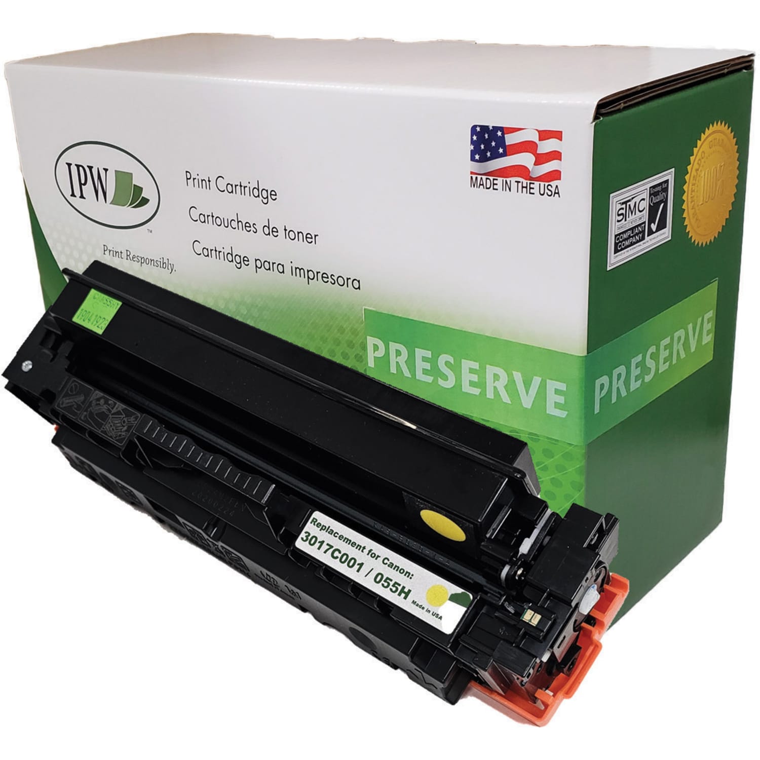 IPW Preserve CAN55HY-ODP Remanufactured Yellow High Yield Toner Cartridge Replacement For Canon 3017C001