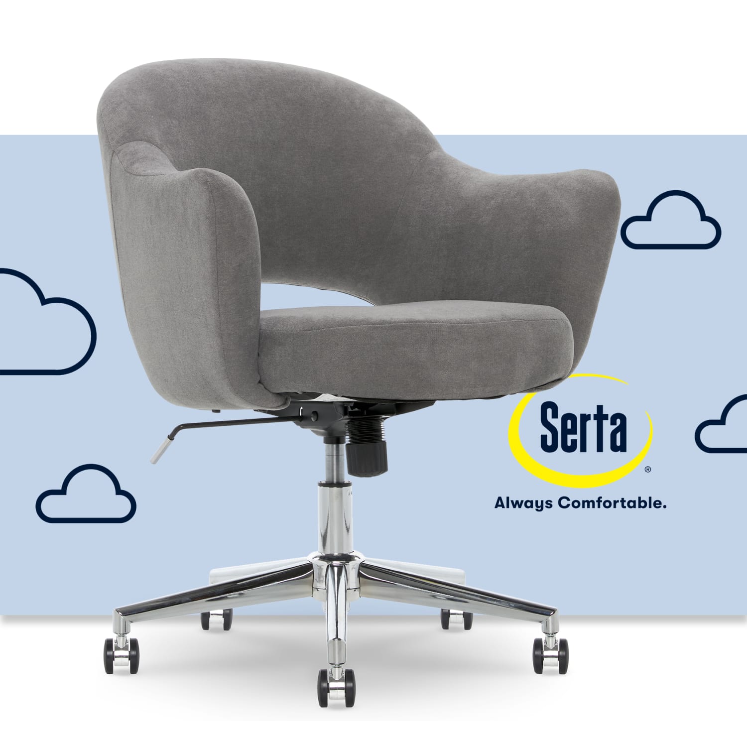 Serta Valletta Home Office Chair, Dovetail Gray/Chrome - Image 3