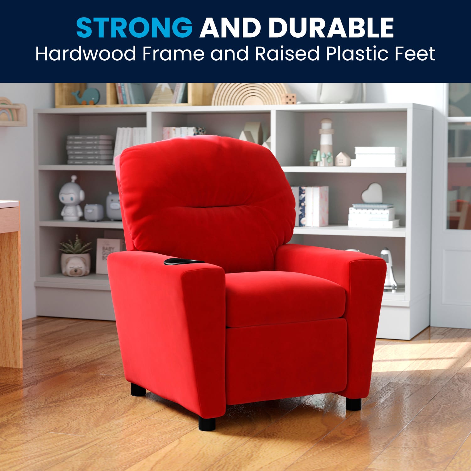 Flash Furniture Contemporary Kids Microfiber Recliner Accent Chair With Cup Holder Red PopularChairscom