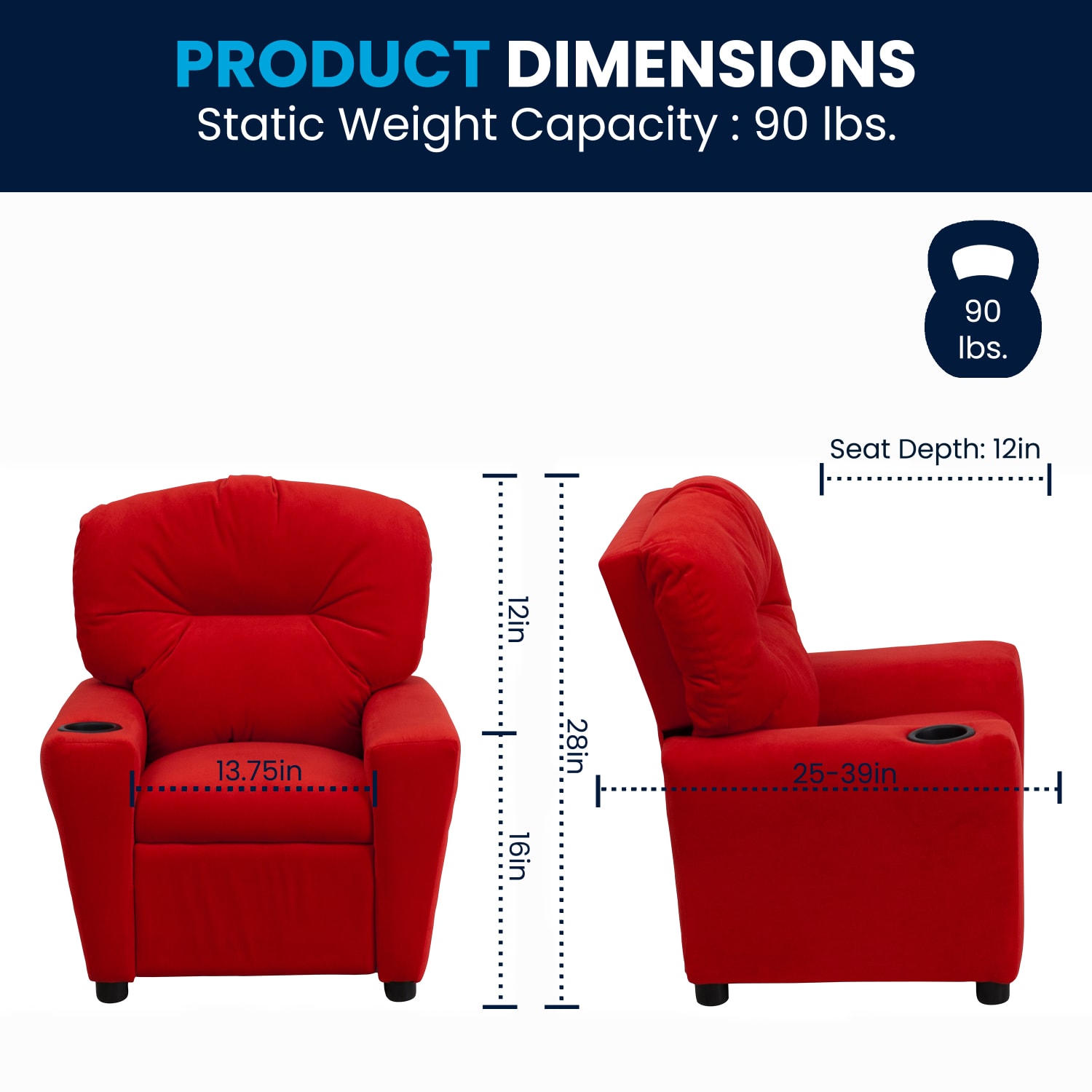 Flash Furniture Contemporary Kids Microfiber Recliner Accent Chair With Cup Holder Red PopularChairscom