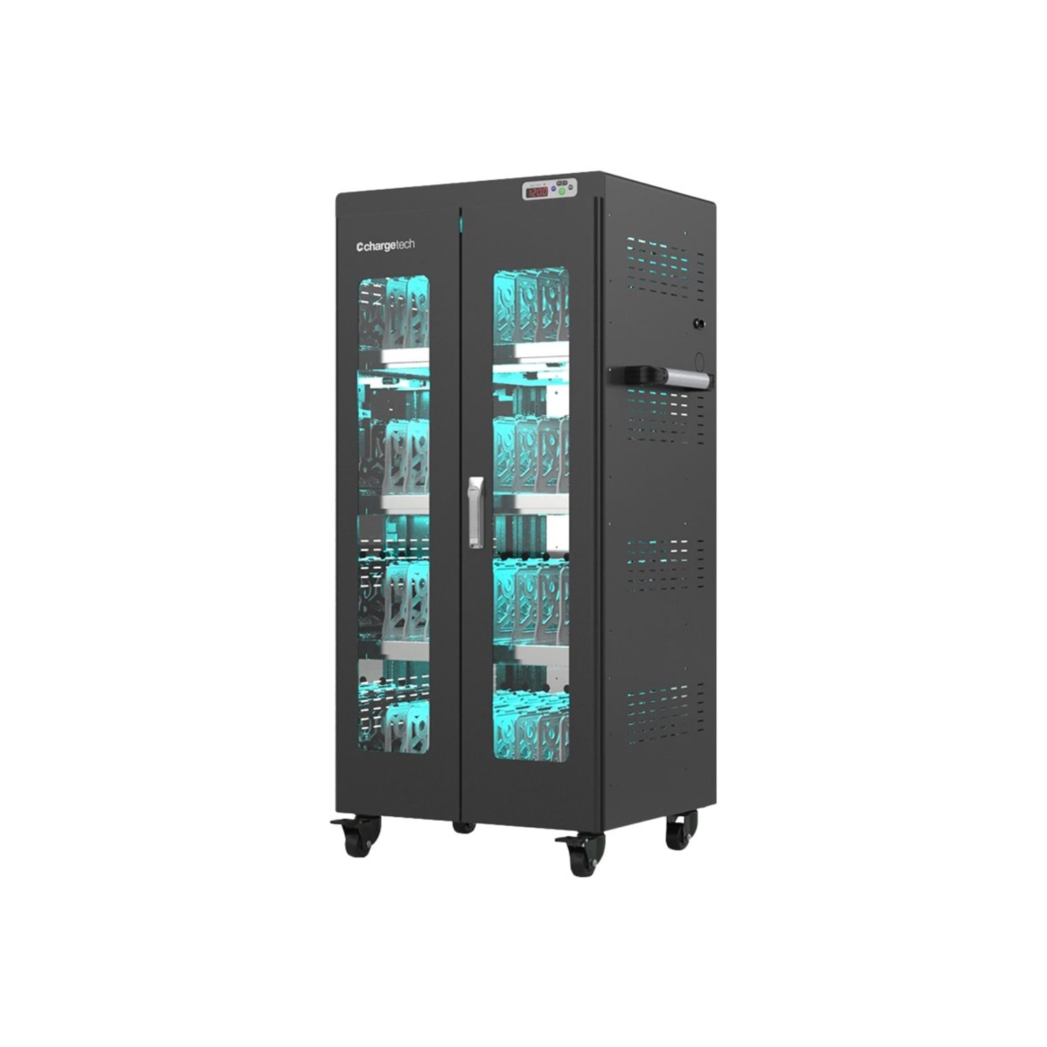 ChargeTech 40 Bay UV Light Disinfection & Charging Cabinet 2.0, Black - Image 4