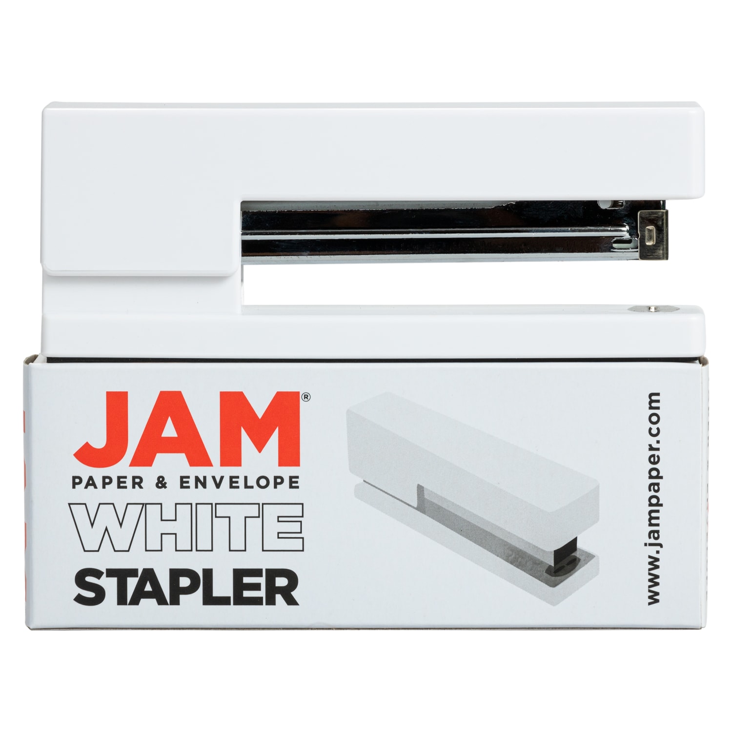 JAM Paper Plastic Stapler, 2-1/2inH x 1-1/8inW x 6inD, White - Image 5