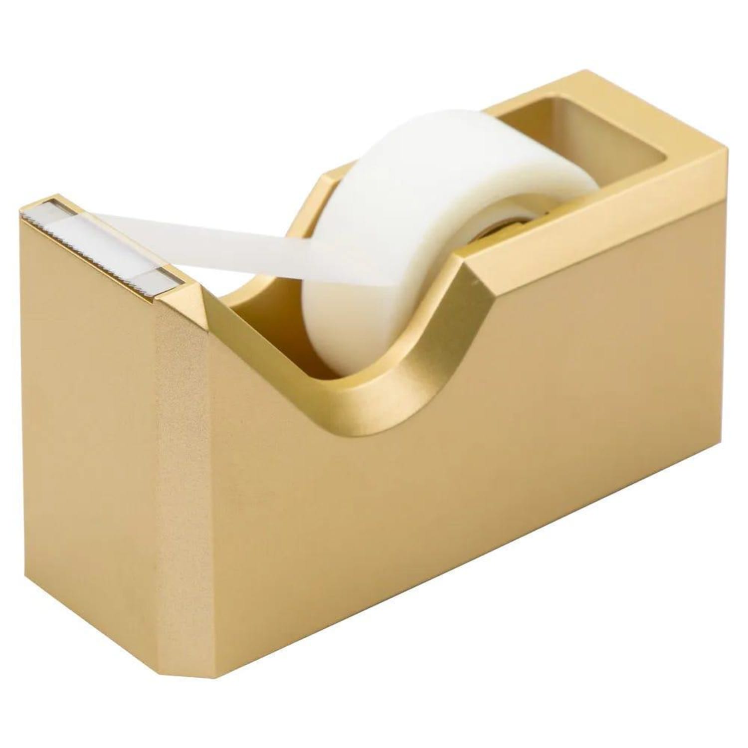 JAM Paper Plastic Tape Dispenser, 4-1/2inH x 2-1/2inW x 1-3/4inD, Gold