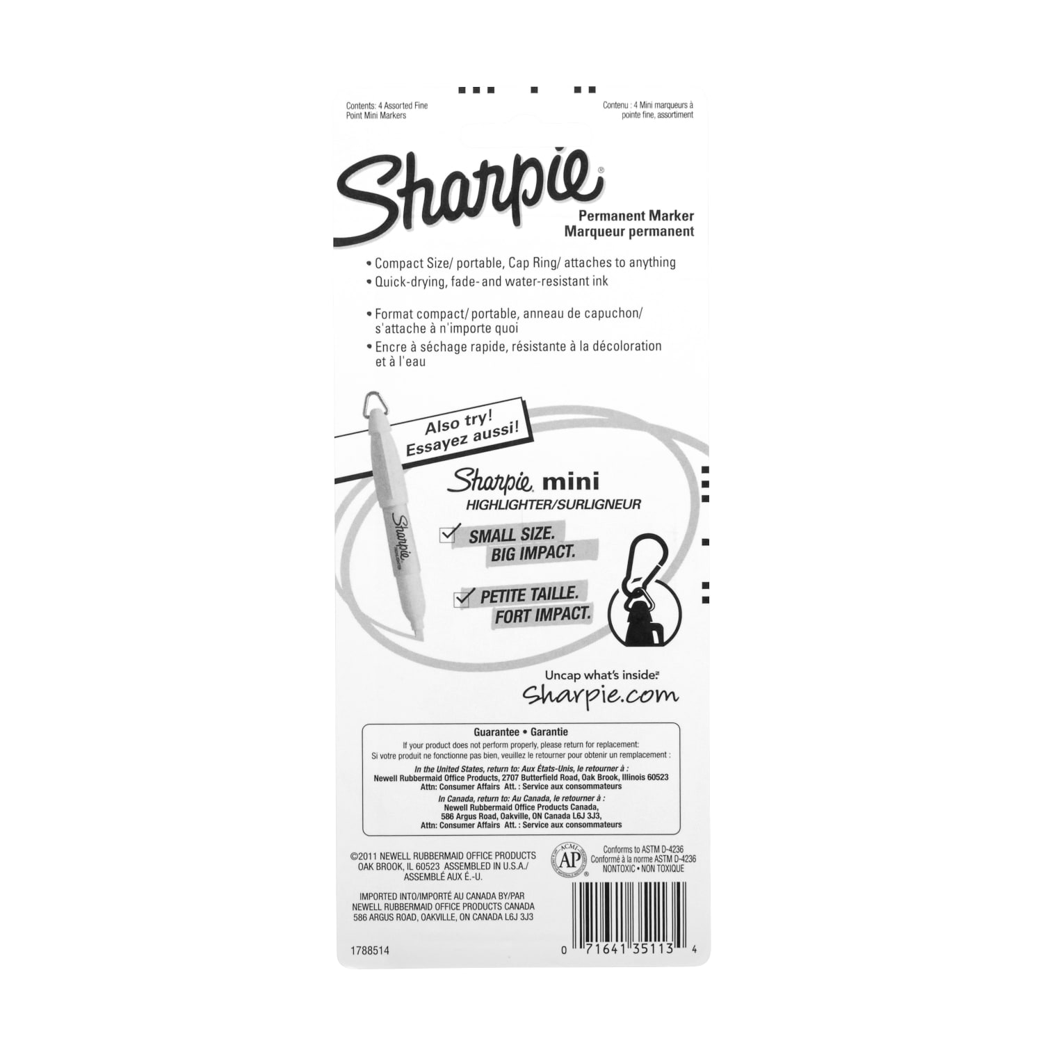 Sharpie Mini Fine-Point Permanent Markers, Assorted Business Colors, Pack Of 4 Markers - Image 6