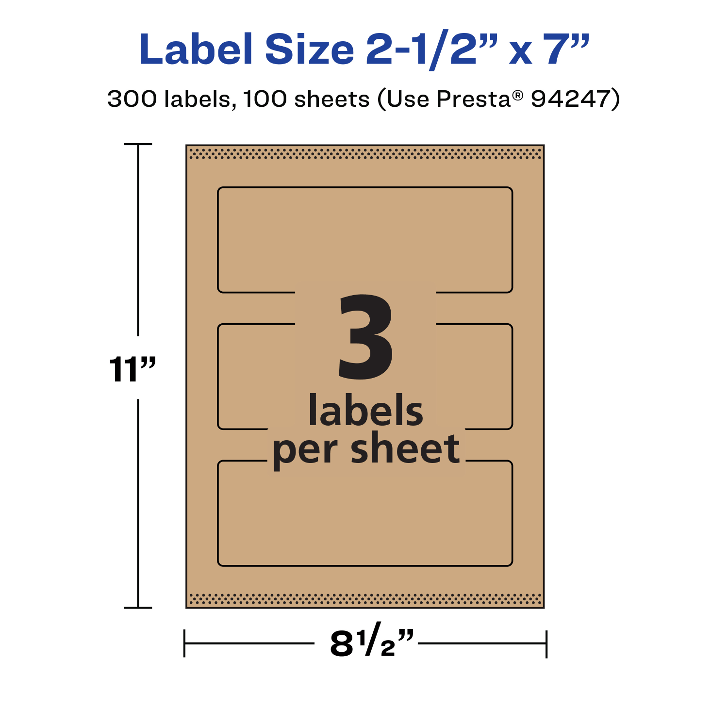 Avery Kraft Permanent Labels With Sure Feed, 94247-KMP100, Rectangle, 2-1/2in x 7in, Brown, Pack Of 300 - Image 6
