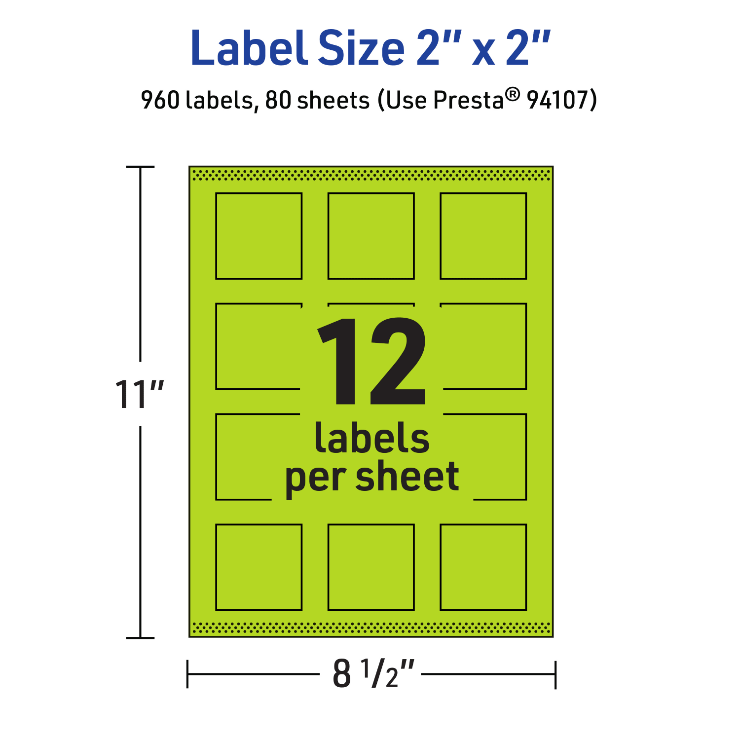Avery Print-To-The-Edge Labels With Sure Feed Technology And Easy Peel Label Feature, 94107-BGP80, Square, 2in x 2in, Matte Bright Green, Pack of 960 - Image 6