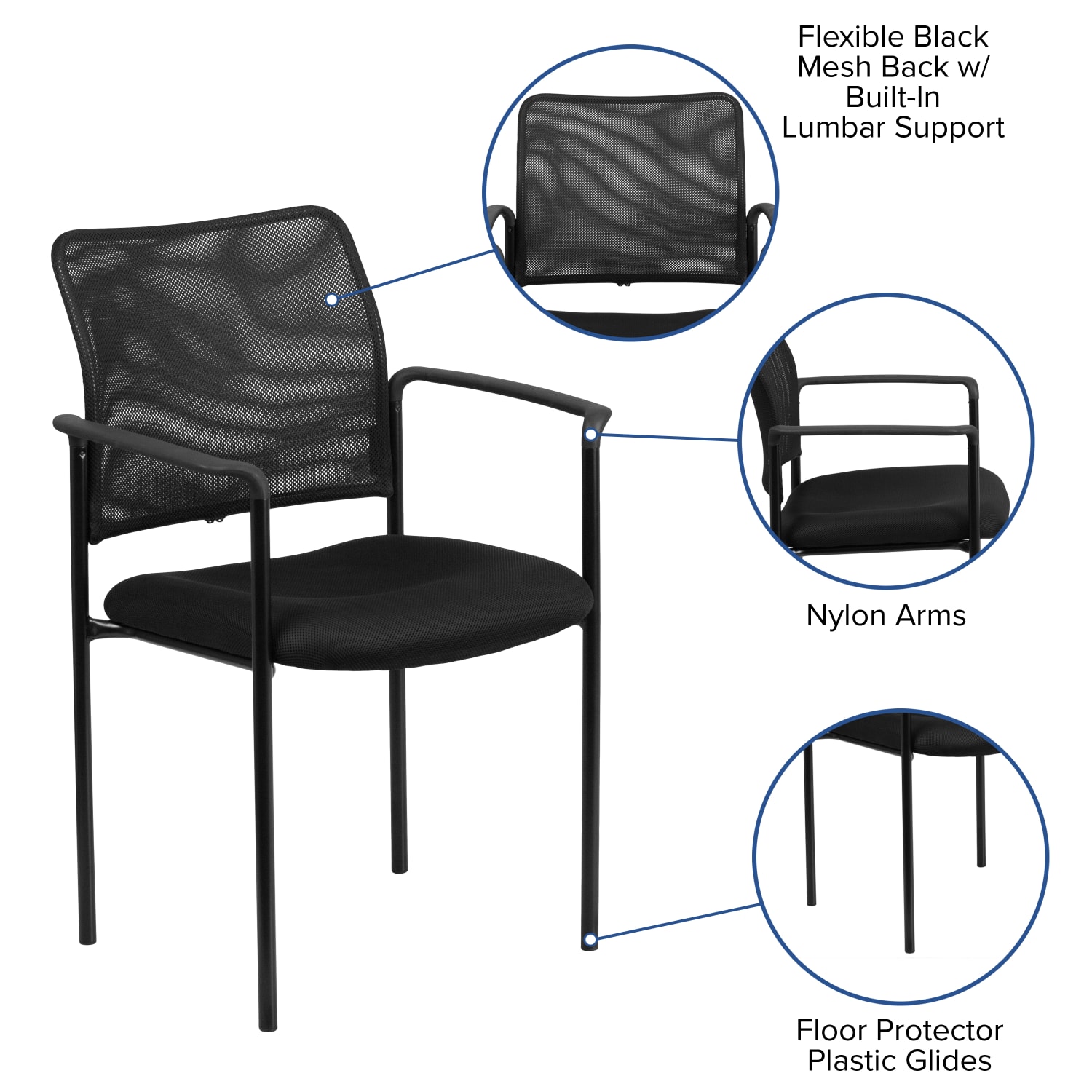 Flash Furniture Mesh Stackable Steel Side Chair With Arms Black PopularChairscom