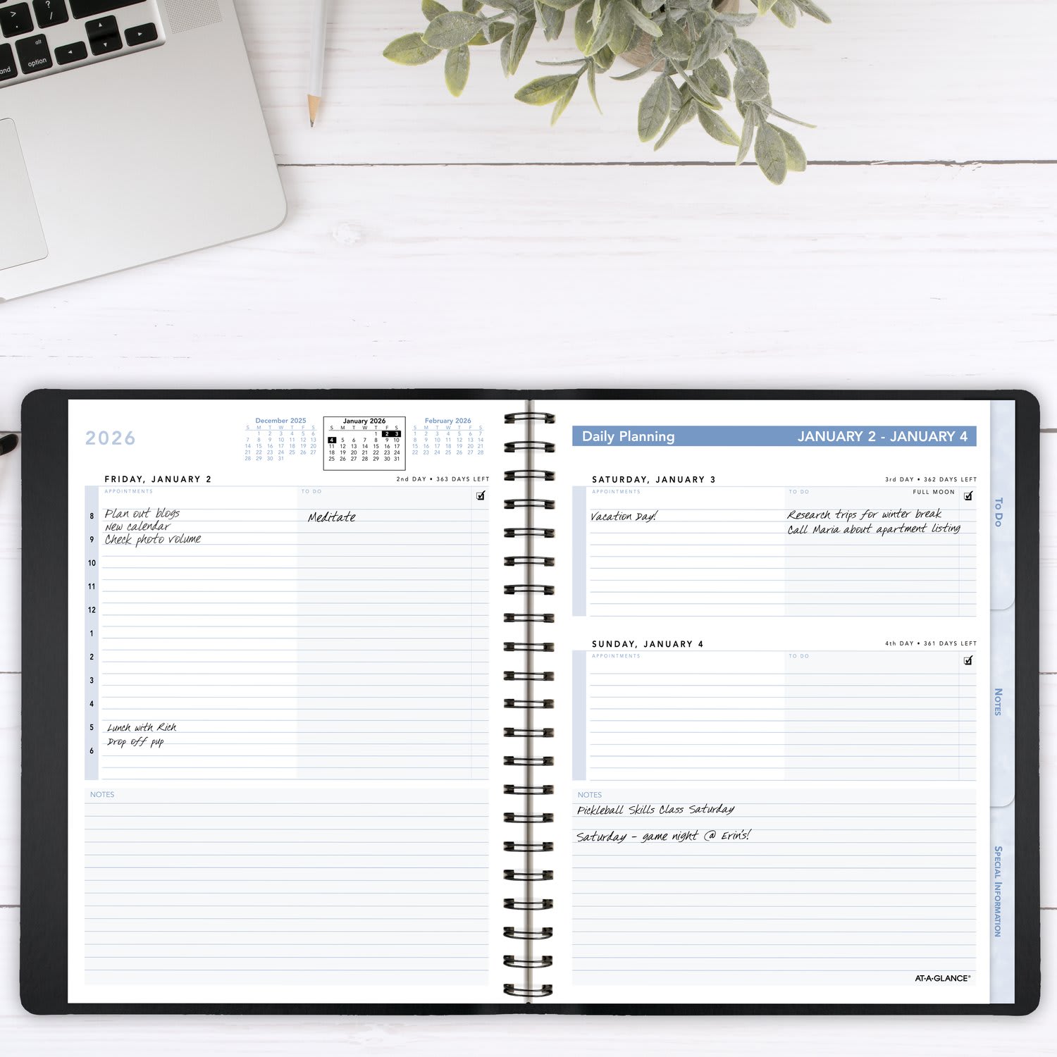 AT-A-GLANCE The Action Planner 2026 Daily Appointment Book Planner, Black, Medium, 6 1/2in x 8 3/4in - Image 3