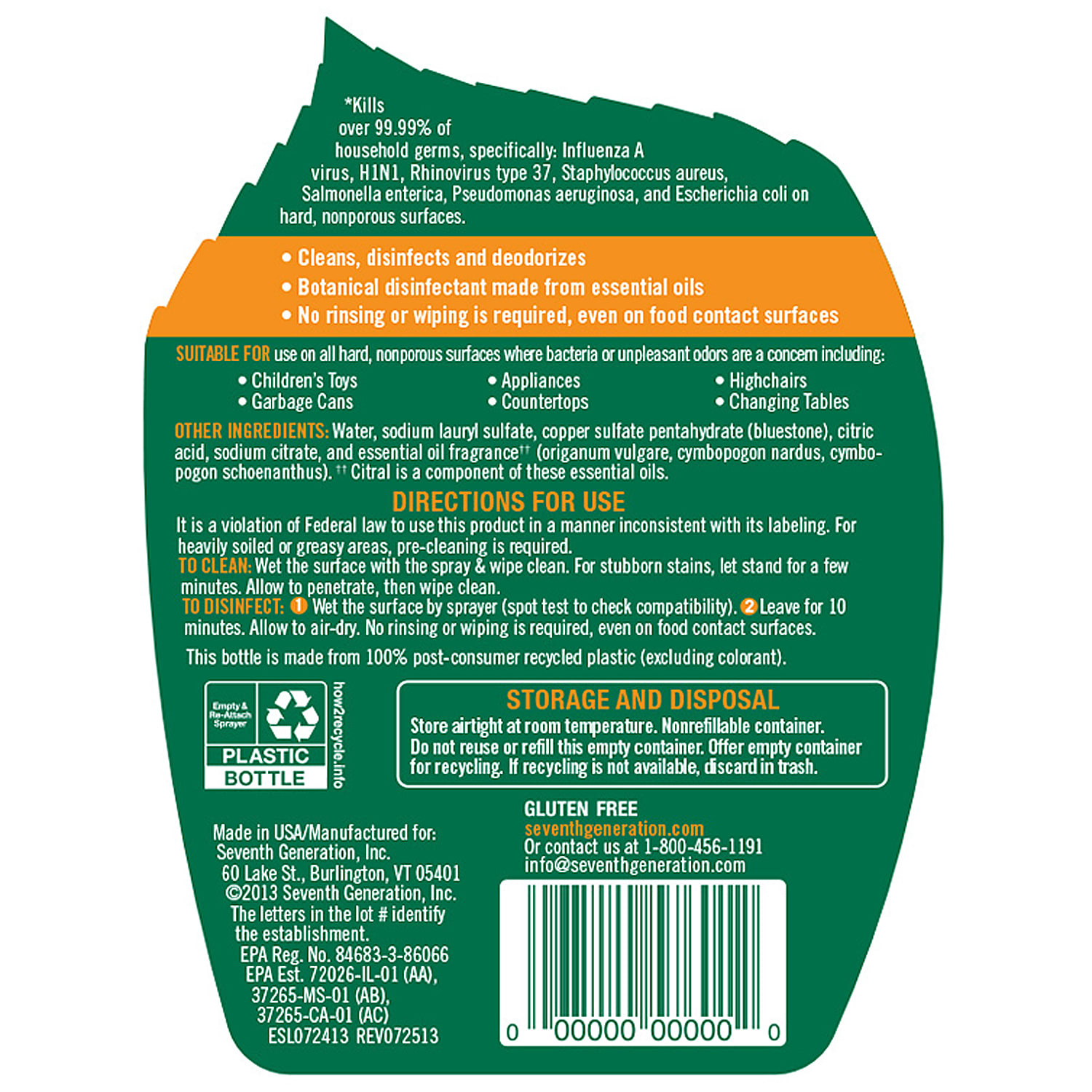 Seventh Generation Disinfecting Multi-Surface Spray Cleaner, Lemongrass & Thyme Scent, 26 Oz Bottle - Image 3