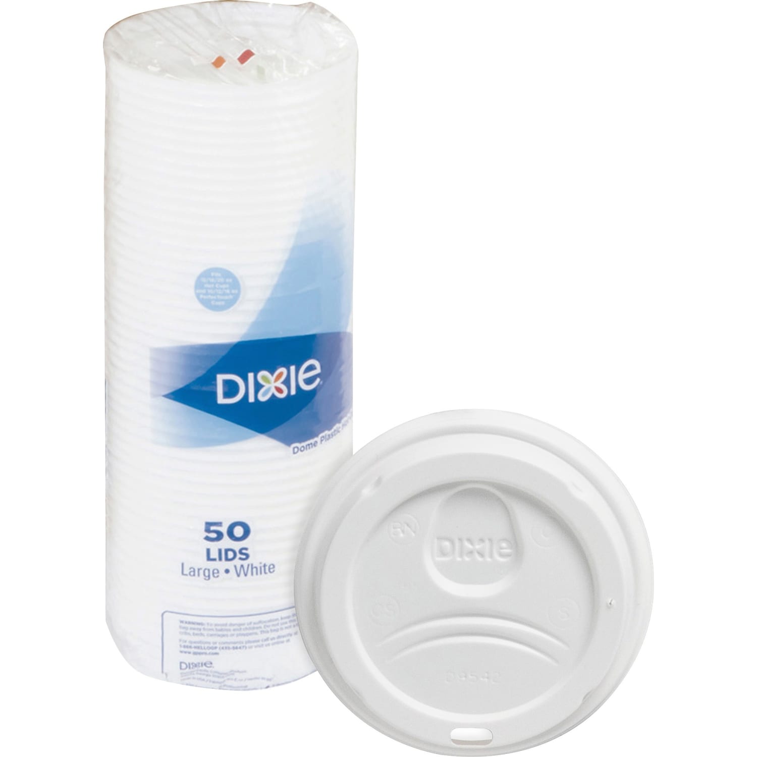 Dixie PerfecTouch Hot Cup Lids, For 10-, 12- And 16-Oz Cups, White, Pack Of 50 Lids - Image 3