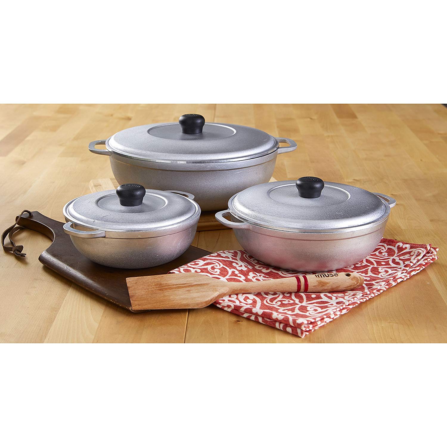 IMUSA Traditional 3-Piece Aluminum Caldero Set, Silver - Image 6