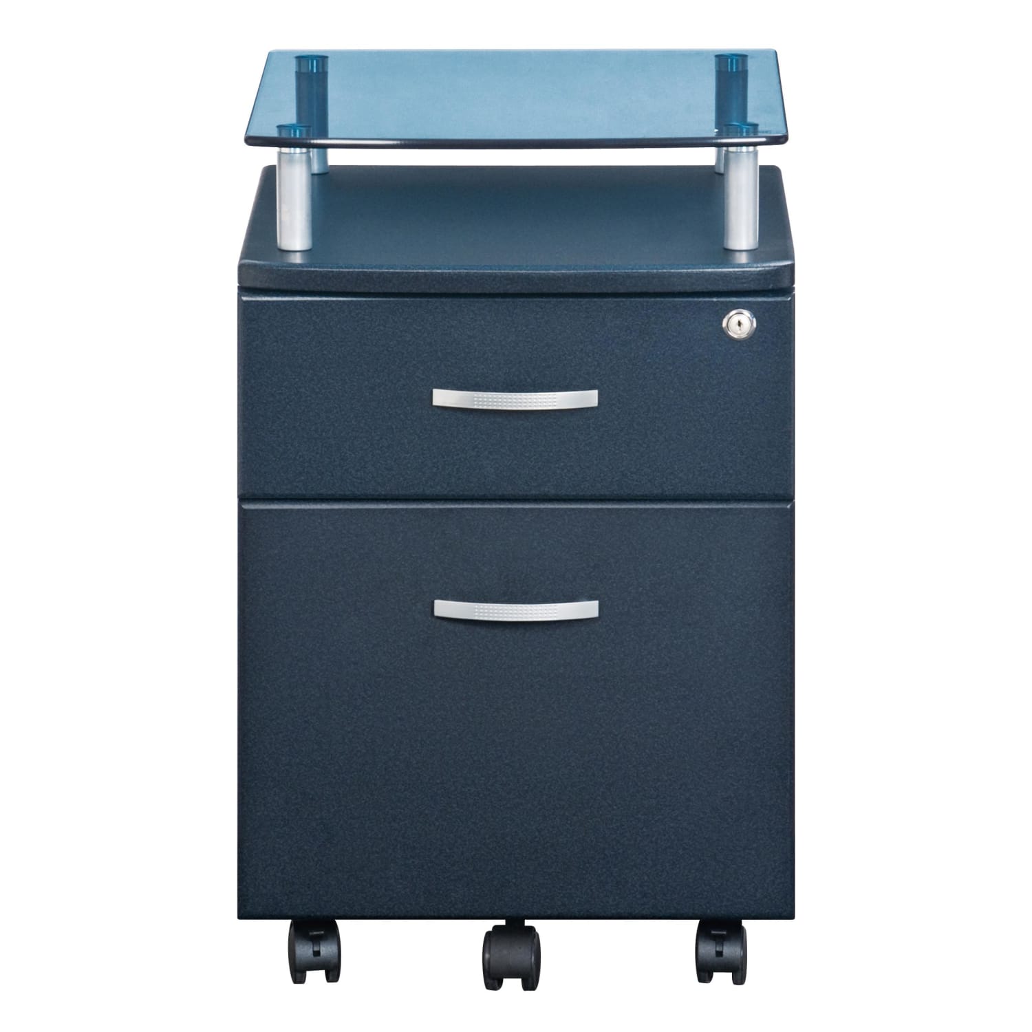 Techni Mobili 15-3/4inW x 17-1/2inD Lateral 2-Drawer Mobile Locking Glass Top File Cabinet, Graphite Black - Image 5