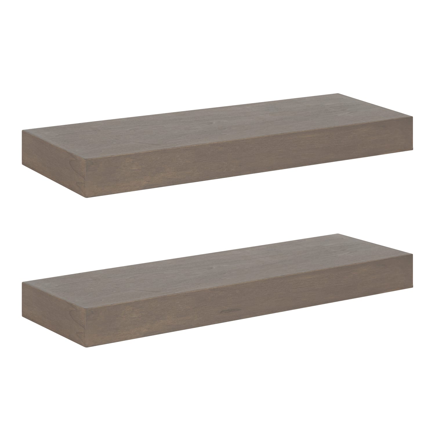 Kate and Laurel Havlock Wood Shelf Set, 2-1/4inH x 24inW x 8inD, Gray, Set Of 2 Shelves