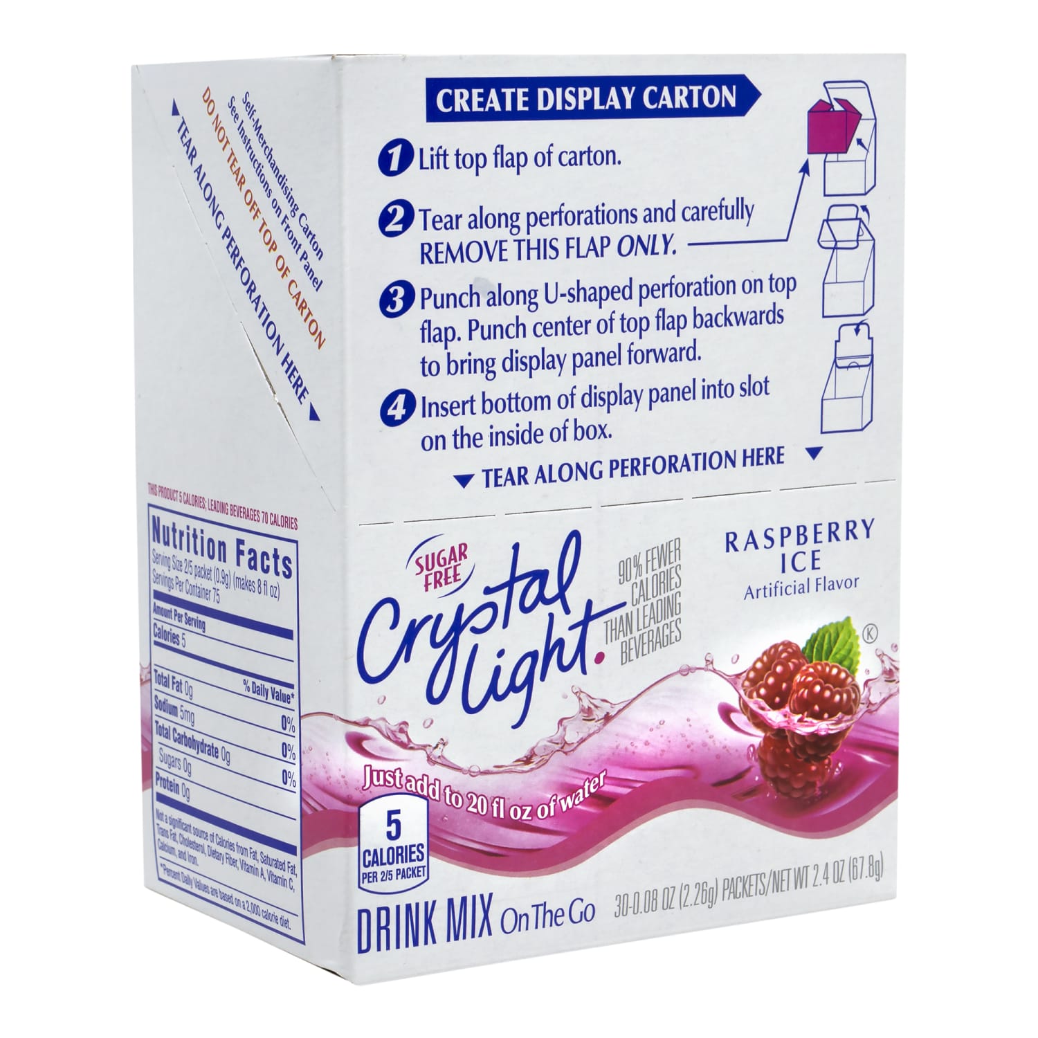 Crystal Light On-The-Go Sugar-Free Drink Mix, Raspberry Ice, 0.08 Fl Oz, 30 Packets Per Box, Pack Of 2 Boxes - Image 4