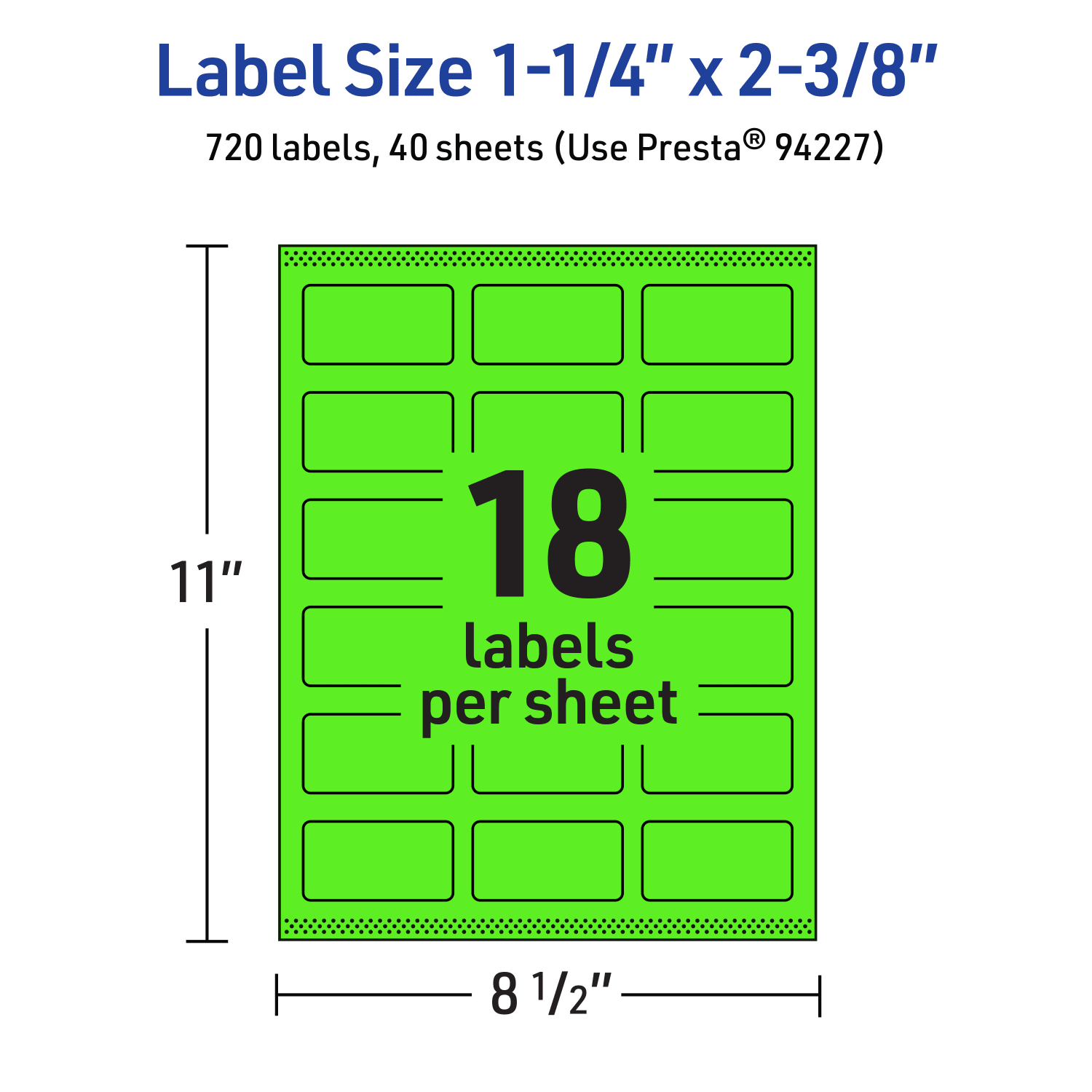 Avery Print-To-The-Edge Labels With Sure Feed Technology And Easy Peel, 94227-NGP40, Rectangle, 1-1/4in x 2-3/8in, Matte Neon Green, Pack of 720 - Image 6