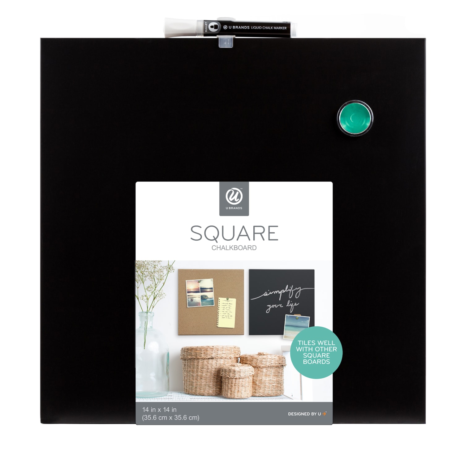 U Brands Magnetic Chalkboard, 14in X 14in, Frameless (468U00-04) - Image 4