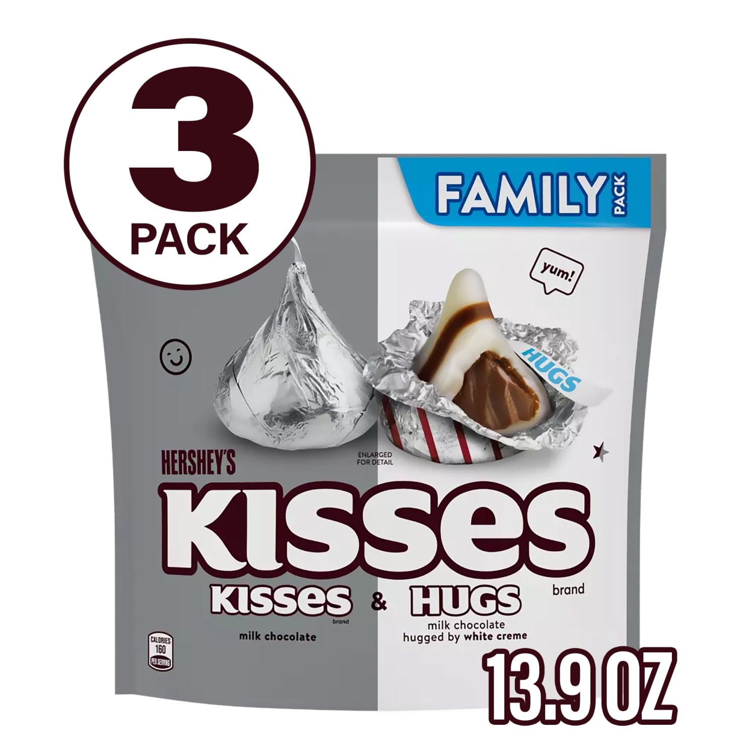 Hersheys Kisses and Hugs Chocolate Candy Assortment, 15.6 Oz, Pack Of 3 Bags - Image 3