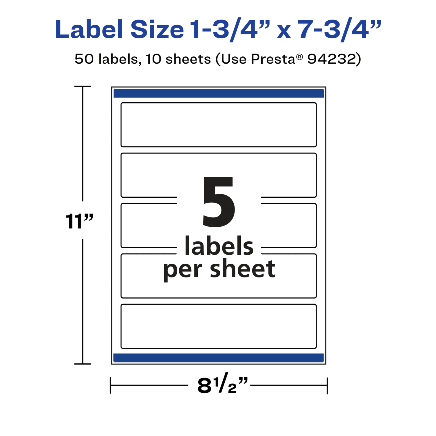 Avery Glossy Permanent Labels With Sure Feed, 94232-WGP10, Rectangle, 1-3/4in x 7-3/4in, White, Pack Of 50 - Image 6