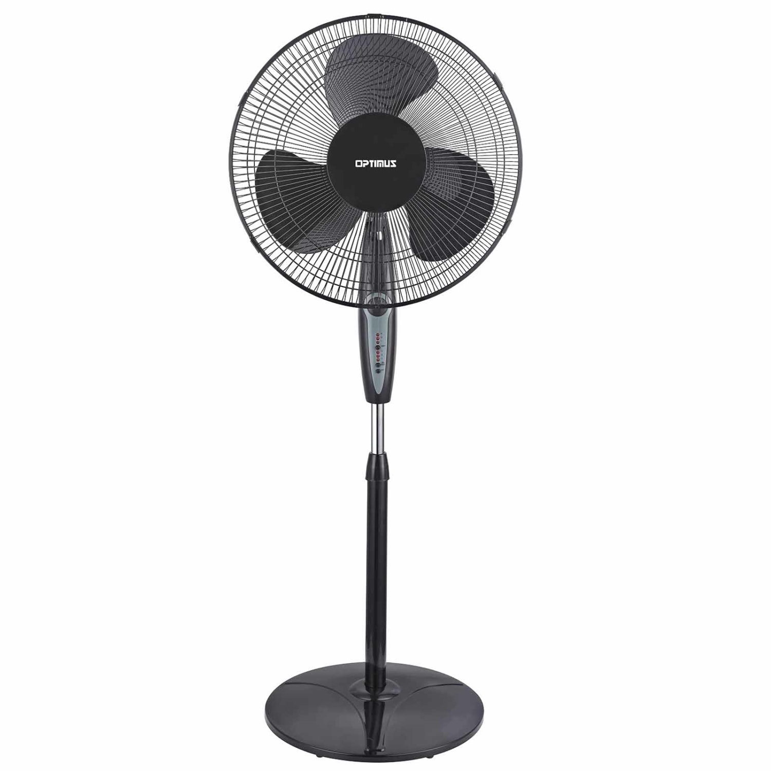 Optimus 16in Adjustable Oscillating Stand Fan With Remote Control, Black